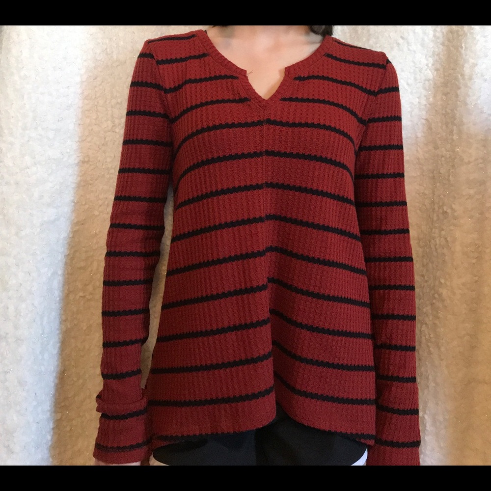 Red and Black Waffle Top